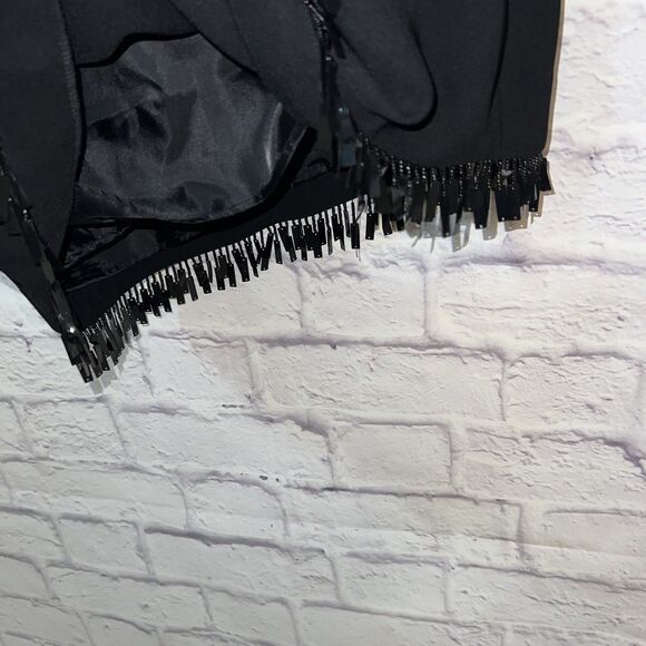 Studio I Womens Dress 8 Black Sleeveless Beaded Neck Back Zip Faux Button Back - Picture 5 of 9